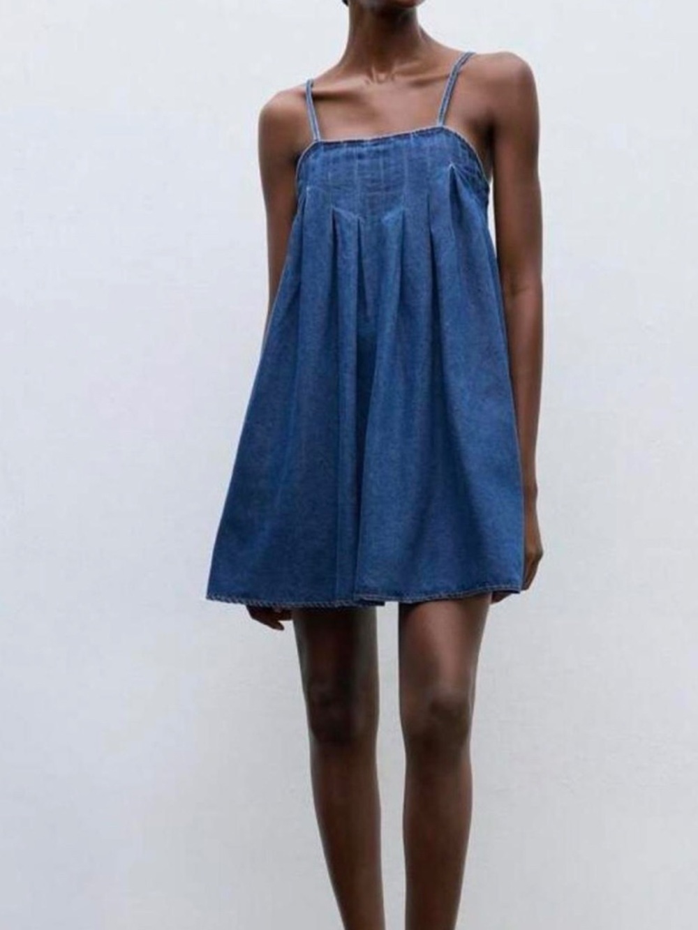Zara Short Denim TRF Dress Navy Blue